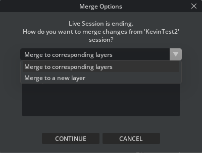 Live Mode Merge options in Create