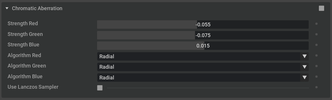 RTX Post Settings Chromatic Aberration