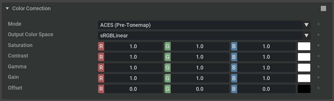 RTX Post Settings Color Correction