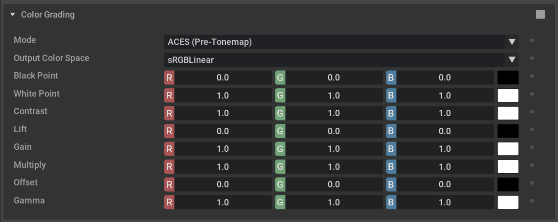 RTX Post Settings Color Grading