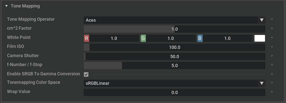 RTX Post Settings Tone Mapping