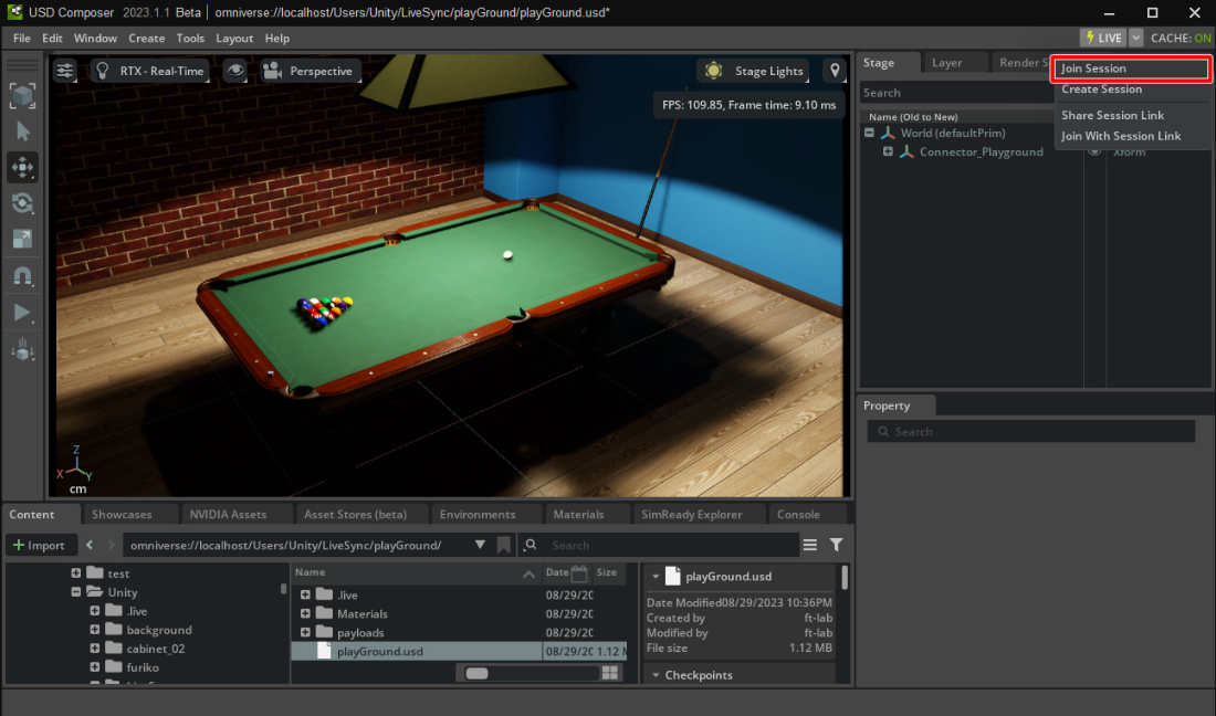 Join Session in USD Composer.