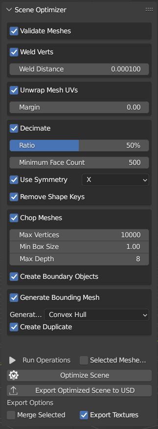 Scene Optimizer Panel