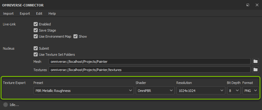 The Texture Export Options in Painter