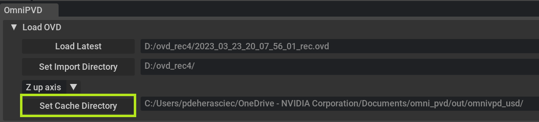 OmniPVD OVD Set Cache Directory