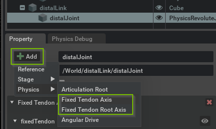 Fixed Tendon Axis Add Menu