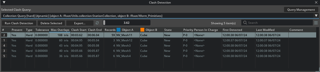 Clash Detection Results Window