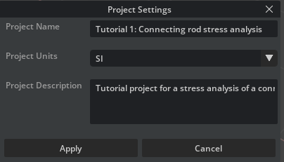 Project Settings Window