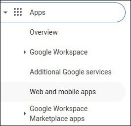 Google SSO Main Menu