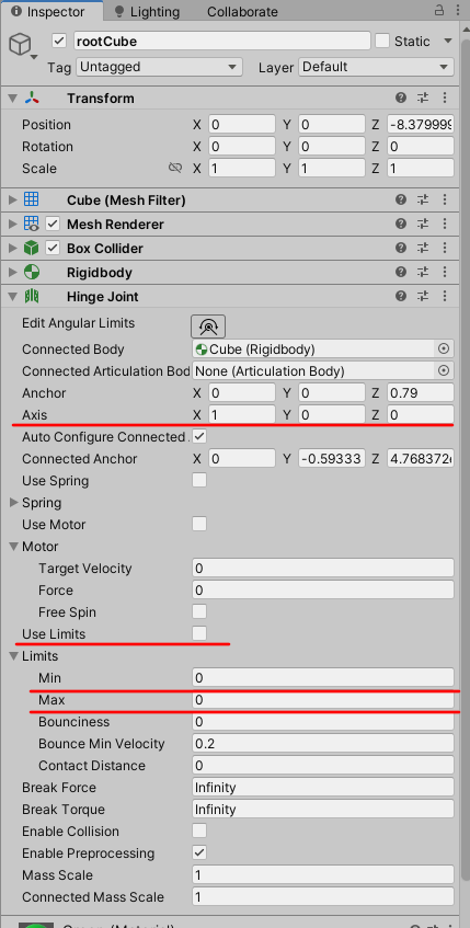 HingeJoint parameters.