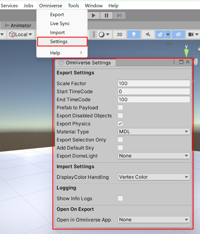 Omniverse Settings from menu.