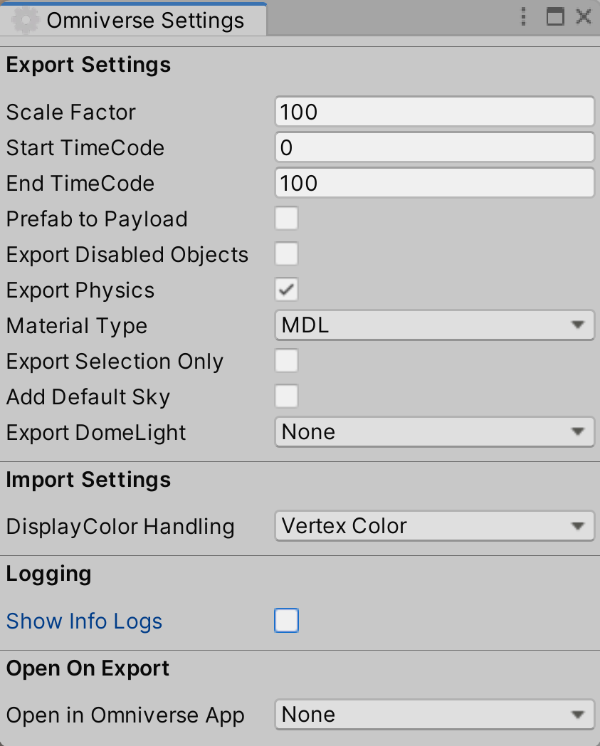 Omniverse Settings.