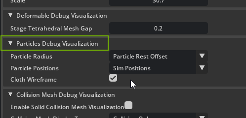 Controls to configure debug-visualization particle radius