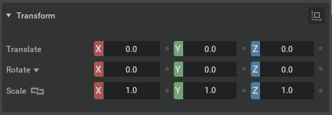 The Property panel's Transform section