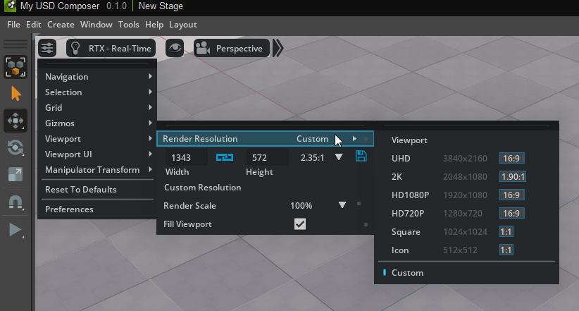 Render Resolution in the UI.