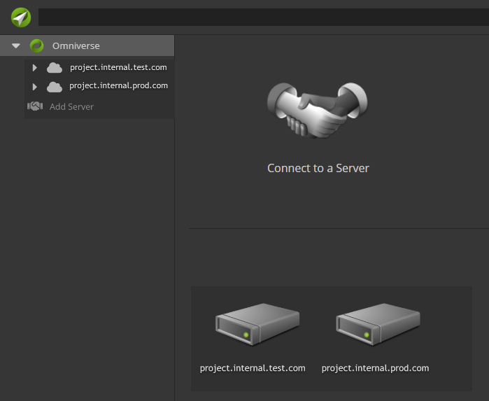 Omniverse Nucleus Navigator Server Connections