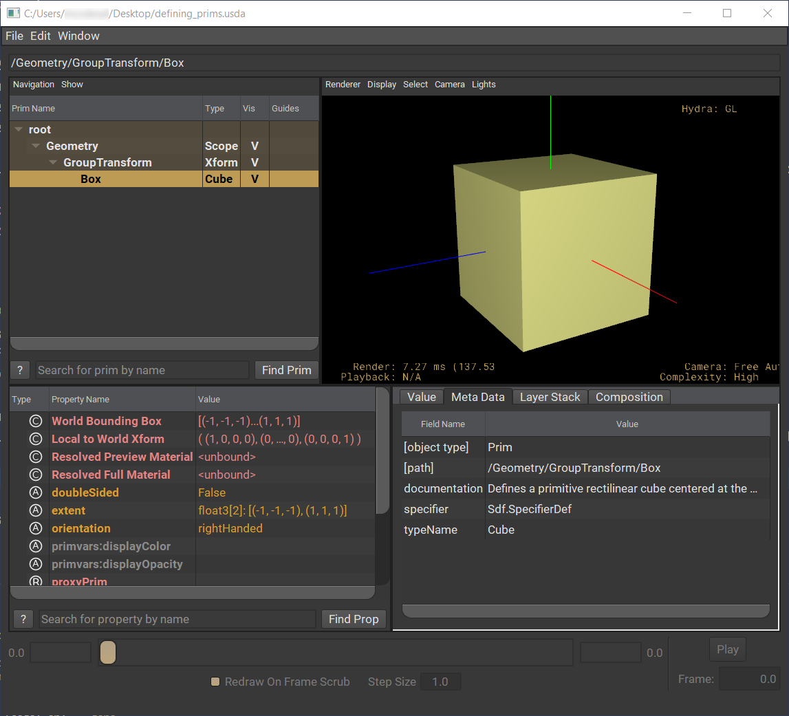 USDView Define Box